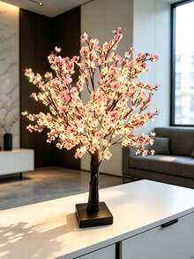 1PC 55CM LED Artificial Starry Tree Light, Pink Champagne Color, Super Bright Warm Light, 3 AA Batteries & USB Dual Power Supply, Desktop Floral Atmosphere Decorative Light - Warm white light - View 4