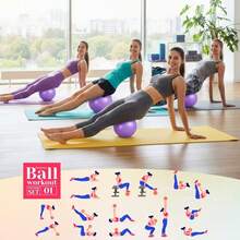1pc Thick Anti-Puncture Fitness Training Yoga Ball/Pilates Ball, Purple And Pink Dual Color, Suitable For Yoga, Pilates, Stretching And Relaxation. Includes Inflation Tool - Multicolor - View 8