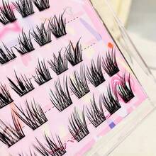 DOUDOUTIAN 52 Clusters Star Candy Manga 6D Layered Lash Clusters, C Curl Gradient Length 7-12mm, Natural Salon Grafting Effect, Drooping Tail Wild Wispy Lashes, Reusable, Create Manga Big Eyes - C - View 8
