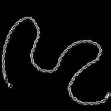 4mm/3mm Stainless Steel Twisted Chain Necklace, Single Piece, Unisex, Silver Chain, 18/20/22/24 Inch, Holiday/Birthday Gift - Multicolor - View 3
