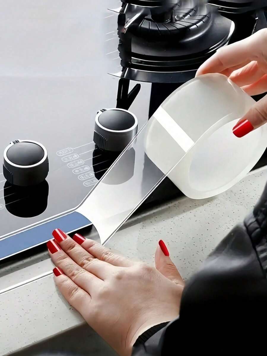 1pc Transparent Kitchen & Bathroom Sealing Tape, Self-Adhesive Gap Filler Sealing Strip, PVC Material, Suitable For Countertop, Stove, Sink, Tile Gaps, Kitchen & Bathroom Waterproof Edge Sealing Tool
