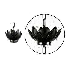 1pc Black Lotus Metal Rain Chain, Wind Chime Iron Art Decoration, For Rainwater Collection, Functional Decorative Hanging Chain, Iron Craft Decorative Ornament, Suitable For Outdoor Garden Yard Patio Decoration - Lotus - View 14