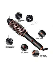 UKLISS 3-In-1 Ceramic Hair Styler - Portable Design With Curling, Straightening And Drying Functions - Black - View 8