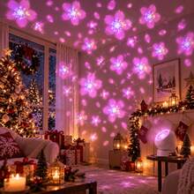 1PC Cherry Blossom Projector Light Set (Projector Lamp And Base And USB Cord), 360° Adjustable. It Projects Vivid Moving Romantic Spring Cherry Blossom Patterns. Ideal For Bedrooms, Parties, Christmas, Halloween, And Birthday Gifts - White - View 5