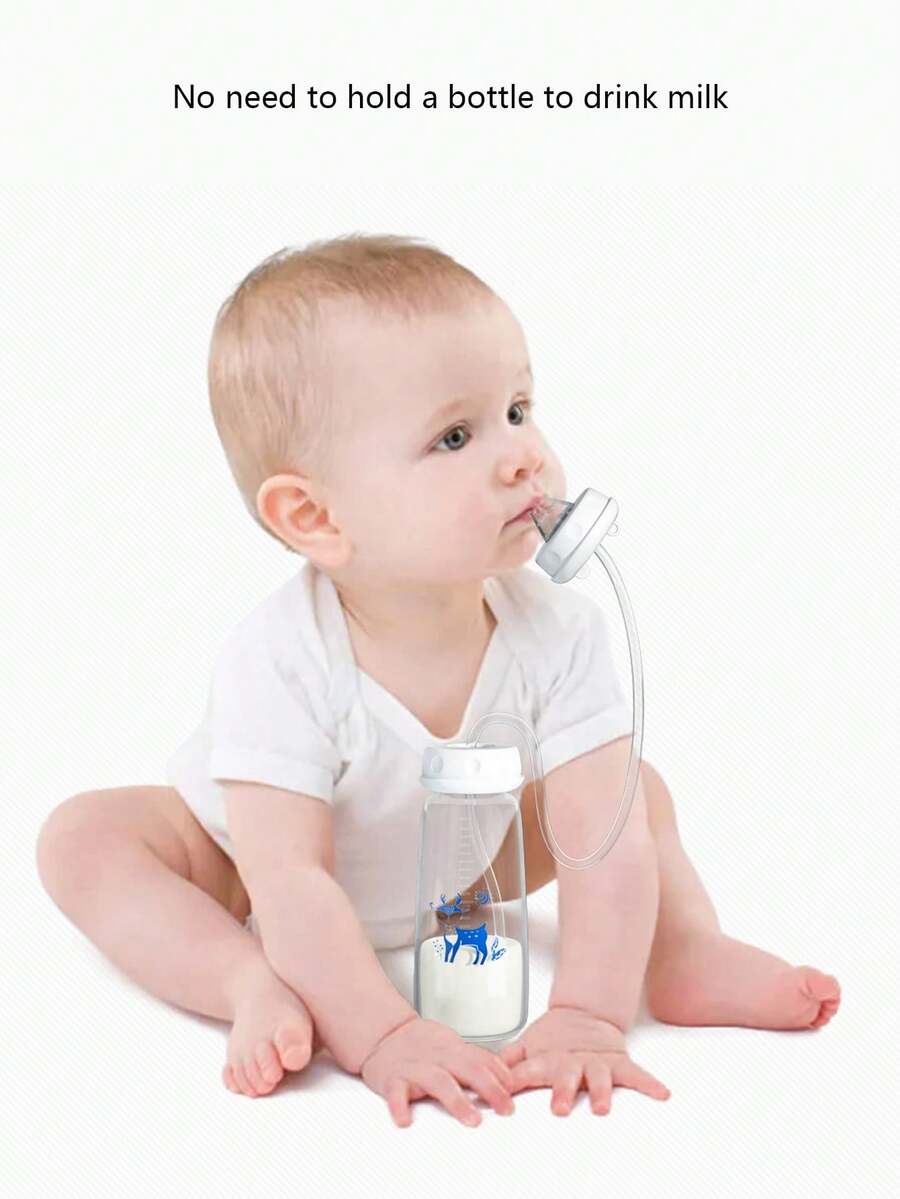 1pc Infant Hands-Free Standard Neck 240ml PP Baby Bottle Water Bottle Gravity Ball Straight Bottle Anti-Colic - 240ml - View 1