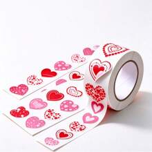 Heart Stickers Roll, 8 Unique Cute Heart Pattern Self-Adhesive Stickers, Suitable For Gift Wrapping, Planner, Scrapbook, Valentine's Day DIY Craft Decoration - A - View 7