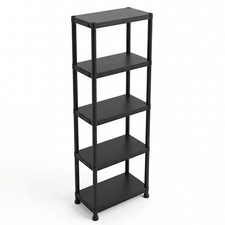 Snap Lock Tool-Free Assembly Plastic Storage Shelving Unit, Black 3/4/5 Tier, Heavy Duty Rack For Garage, Warehouse, Shed & Workshop - Black - View 7