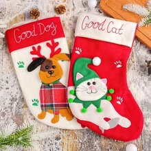 1pc Cute Cat & Dog Cartoon Christmas Stocking Hanging Ornament, Christmas Tree Small Gift Storage Bag, Holiday Home Fireplace Decor Hanging Ornament - Multicolor - View 4