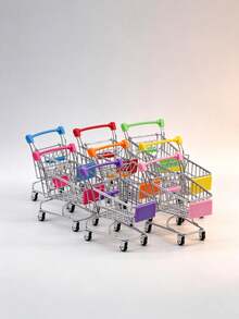 1PC/Mini Metal Shopping Cart Supermarket Trolley, Role Play Toy Dollhouse Decoration Random Color Birthday Gift Holiday Gift Perfect Gift Gift Toy - Multicolor - View 4