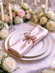 2-12pcs Metal Bow Napkin Rings, Luxury Round Metal Napkin Holders, Wedding, Party And Holiday Banquet Table Decor - Rose Gold - View 7