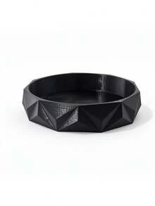 3D Printed Geometric Cut-Out Storage Tray, Black & White Minimalist Style, Vanity Perfume Jewelry Cosmetic Organizer, Polygon 3D Embossed Design, Desktop Luxury Decor, Entryway Key Holder - Multicolor - View 12