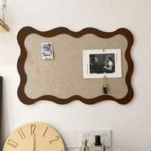 1pc 15.75*23.62 Inch Wavy Frame Felt Bulletin Board, Aesthetic Fan-Shaped Edge Felt Pin Board, Self-Adhesive Photo Display And Memo Vision Board, Suitable For Home Office And Room Decor - A - View 3
