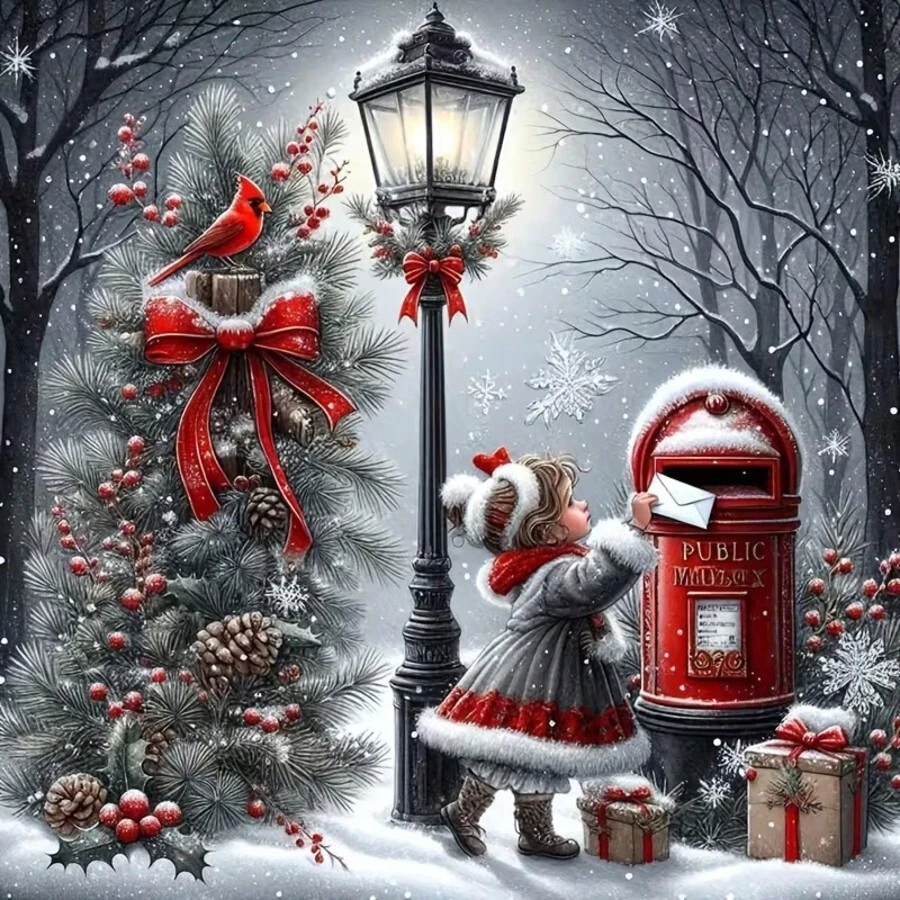 1PC DIY 5D Diamond Painting Kit Christmas Theme Pattern - Round Full Diamond Art Mosaic Craft, Home Wall Decor, Unframed - No Frame - View 1