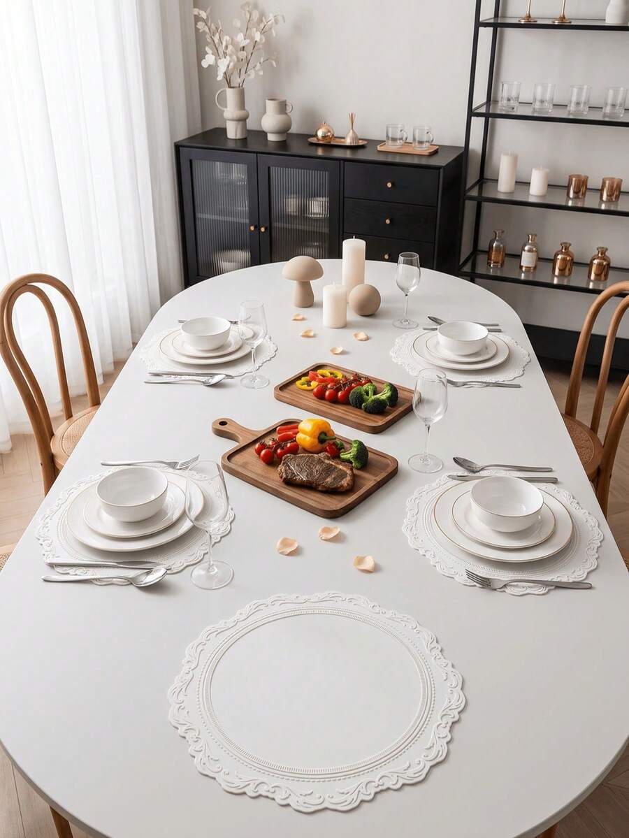 1 件 35 厘米硅胶防滑餐垫,北欧风格餐桌装饰垫,可水洗,易清洁,可擦拭,防滑,优雅餐垫,餐桌摆设,厨房桌面垫,节日婚礼装饰 - 彩色 - 查看 1