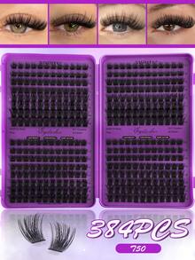 640/592/384pcs D Curl Single Cluster False Eyelashes Set, DIY Eyelash Book Home Lash Extension Kit, Suitable For Beginners, Fluffy Dense Soft Realistic Segmented Lashes, Suitable For Daily/Light Makeup/Cosplay Eye Makeup - DD - View 10