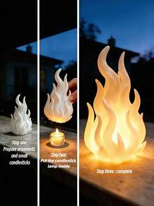 1Pc Flame Shaped Tea Light Holder – Vintage Plastic Candle Holder For Table Centerpiece, Party Decor, Indoor Outdoor Home Supplies(Candle/Candle Holder Lamp Not Included) - Faux Flame - View 3