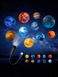 Guanova 1pc USB Galaxy Projector Light, Planet Projection, Moon Earth Mars Saturn Projection Lamp, 1/3/6/10 Patterns, Suitable For Bedroom Ceiling, Home Theater, Party Decoration, Photography Lighting, Bedroom Decor, Room Decor - USB Planet Projector - View 10