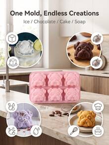 Pink Puppy Shaped Baking Mold, Foldable, Easy To Clean, Heat Resistant, Easy To Release, Reusable Without Deformation, Suitable For Chocolate, Candy, Mousse Cake, Pudding, Cake Decoration. - Multicolor - View 2