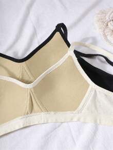 2pcs/Set Girls Ribbed Bra, Skin-Friendly, Suitable For 13-16 Years Old - Multicolor - View 4