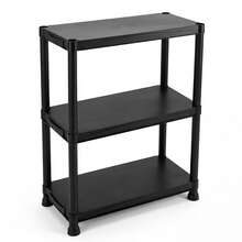 Snap Lock Tool-Free Assembly Plastic Storage Shelving Unit, Black 3/4/5 Tier, Heavy Duty Rack For Garage, Warehouse, Shed & Workshop - Black - View 9