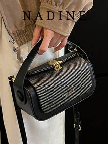 女款時尚單肩斜挎包，休閒百搭小方型手提包，適合外出、旅行、購物 - 黑色 - 查看 3