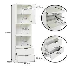 200cm High Kitchen Cabinets, Storage Cupboards, Doors, Drawers, Microwave Shelves, Tall Cabinets With Tip-Over Protection, Sideboards, Freestanding Multifunctional Cabinets For Dining Room, Living Room, White - White - View 11