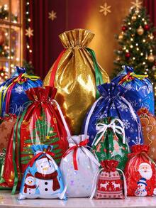 Large Christmas Drawstring Bags (Many Sizes), Suitable For Christmas Gift Packaging, Christmas Home Decor, Christmas Gifts And Christmas Party Supplies(10/5/1pc) - Multicolor - View 2