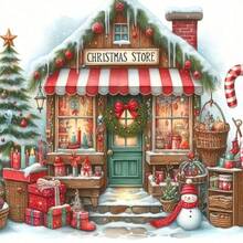 1PC DIY 5D Diamond Painting Kit Christmas Cottage Pattern - Round Full Drill Art Mosaic Craft, Home Wall Decor, Unframed - No Frame - View 9
