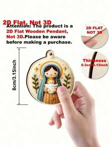 12pcs/Set Wooden Christmas Theme Hanging Ornaments, For Christmas Tree And Nativity Scene, Perfect For Christmas, New Year And Various Holidays, Can Be Used For Christmas Tree Decoration, Home Decor - Pendant - View 3