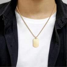 Kalung Liontin Dog Tag Gaya Jalanan Pria yang Dipersonalisasi dari Baja Tahan Karat Mengkilap - MultiWarna - View 2