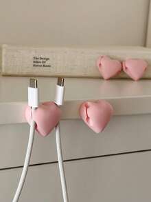 5pcs Heart-Shaped Cable Organizer, Love Charging Cable Holder, Cable Management Clip, No-Drill Adhesive Silicone Cable Organizer, Dual-Slot Desktop Adhesive Cable Holder, Cable Management Clip - Multicolor - View 11