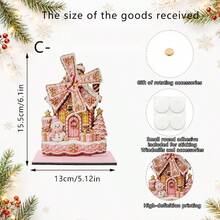 Wooden Rotating Christmas Windmill Ornament, Vintage Gingerbread House Snowman Christmas Tree, Interactive Rotating Desktop Christmas Decor Gift - A - View 13