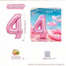 1 Set Pink 32 Inch Digital Foil Balloon With Colorful Pom Pom Decoration, Suitable For Birthday Party, Bachelorette Party, Wedding (Self-Adhesive Pom Pom, Random Color) - View 10