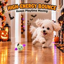 1pc Halloween Pet Bouncing Squeaky Ball, Bat Monster Shaped Dog Interactive Toy, Durable Chewing Chasing Boredom Relief Ball, Small Dog Training Play Supplies, Holiday Pet Gift - Cadet Blue - View 9
