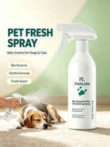 Pet Deodorizing Bio-Enzyme Spray, Plant-Based Gentle Formula With Fresh Scent, Universal For Cats And Dogs, Indoor Carpet And Bedding Odor Eliminator - View 1