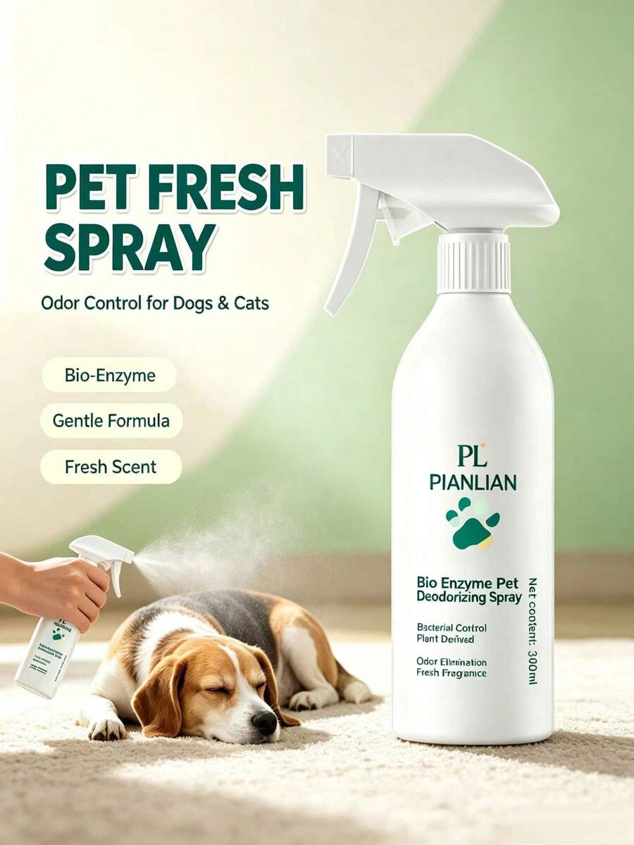 Pet Deodorizing Bio-Enzyme Spray, Plant-Based Gentle Formula With Fresh Scent, Universal For Cats And Dogs, Indoor Carpet And Bedding Odor Eliminator - View 1