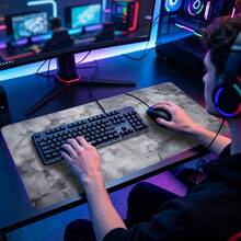 Alas Mouse Gaming Tekstur Abstrak Abu-abu, Alas Meja Besar, Alas Karet Anti Selip dengan Tepi Jahit, Alas Meja Keyboard Komputer XL 35,4x15,7 Inci, Alas Meja untuk Kantor Rumah & Gamer, Hadiah Ideal untuk Pria dan Wanita **** - View 3