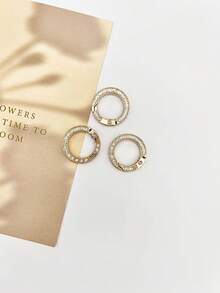 2/6/10pcs Exquisite Rhinestone O-Shaped Open Ring Bag Accessories, Premium Gold Round Buckle, Metal Round Spring Clasp Key Ring, Suitable For Handbag And Wallet Decoration, Keychain Replacement DIY Handmade Accessories - Multicolor - View 3