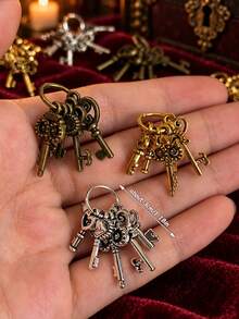 Miniature Vintage Style Keychain Model, Carved Decorative Key Pendant, Dollhouse Accessory, Gothic Magic Miniature Scene Prop - one-size - View 4