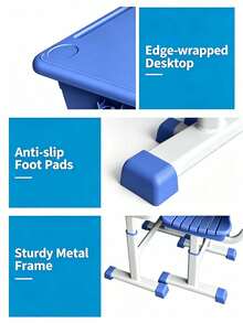 Height‑Adjustable Study Desk & Chair Set, Ergonomic Adjustable Legs With Open Storage Shelf, Smooth Desktop For Writing Drawing Reading, Bedroom Home Study Corner Furniture For Preschool & Elementary Boys Girls - Multiple Specifications - View 6