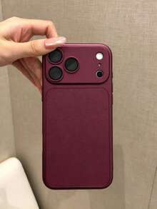 Soft Touch Solid Burgundy Contrast Edge Phone Case, Shockproof Protective Shell, Ideal Gift For Friends, Mom, Best Friend, Compatible With Apple 17/16/15/14/13/12/11/Air/17/18 Pro Max - Cherry Purple - View 1