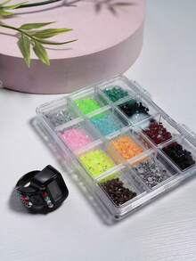 Đá đính trang trí thủ công DIY 12 ngăn nhựa nhiều màu kèm dụng cụ dán, nhẫn đếm ngón tay điện tử mini gắn thẻ, nút bấm nhỏ, máy đếm số điện tử cầm tay dùng cho đếm kho, đếm lượt khách, cầu nguyện, tập thể dục và giảm căng thẳng, nhẫn cầu nguyện Tasbih - Nhiều màu - Xem 5
