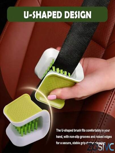 Car Seat Belt Cleaning Brush, Multi-Function Interior Cleaning Brush, Ergonomic Handheld U-Shaped Design, Soft Dense Bristles, Safely Removes Stains And Dust From Seat Belts, Crevices, Leather Seats. Portable And Durable, Does Not Damage Car Interior, Easy To Grip, Washable, Suitable For Deep Cleaning Of Car Interior