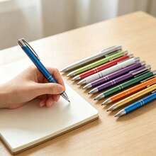 DOWMOO Metal Retractable Ballpoint Pens, 12Pcs Assorted Color Click Pens, Smooth Writing Ball Pens For Office School Journaling, Stationery Gift For Students - Rectangle - View 6
