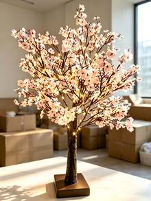 1PC 55CM LED Artificial Starry Tree Light, Pink Champagne Color, Super Bright Warm Light, 3 AA Batteries & USB Dual Power Supply, Desktop Floral Atmosphere Decorative Light - Warm white light - View 12