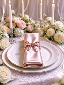 2-12pcs Metal Bow Napkin Rings, Luxury Round Metal Napkin Holders, Wedding, Party And Holiday Banquet Table Decor - Rose Gold - View 6
