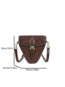 Tas Bahu Asimetris Fashion Wanita, Desain Personal, Warna Merah Lipstik Musim Gugur/Dingin, Penutup Gesper, Cokelat Kopi Matte - Kopi - View 7