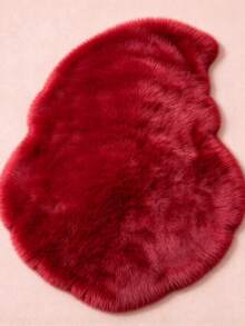 1pc Red Christmas Hat Shaped Faux Rabbit Fur Rug, Hand-Cut With 1-5cm Error, Suitable For Autumn/Winter, Christmas Decoration Carpet, Bedroom Decor, Small Rug, Carpet, Home Decor, Living Room Rug, Living Room Small Rug, Bedroom Carpet, Living Room Home Decor, Outdoor Rug, Washable Carpet - A - View 5