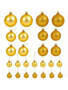 Christmas Tree Baubles Set, 26 Gold Plastic Ornaments In Three Sizes, Lightweight Glossy Hanging Decorations For Trees, Homes, Offices, Shops And Seasonal Displays, Sizes 4 Cm, 5 Cm And 6 Cm - Christmas Tree Baubles - View 7
