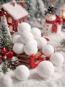 5pcs/Set Realistic Artificial Snow Fight Ball Set - 5cm/2in Durable Polyester Snowballs For Indoor & Outdoor Winter Fun, Christmas Tree Decorations, And Family Toss Games, Perfect For Holiday Celebrations, Christmas Decorations - Artificial Snowball - View 3